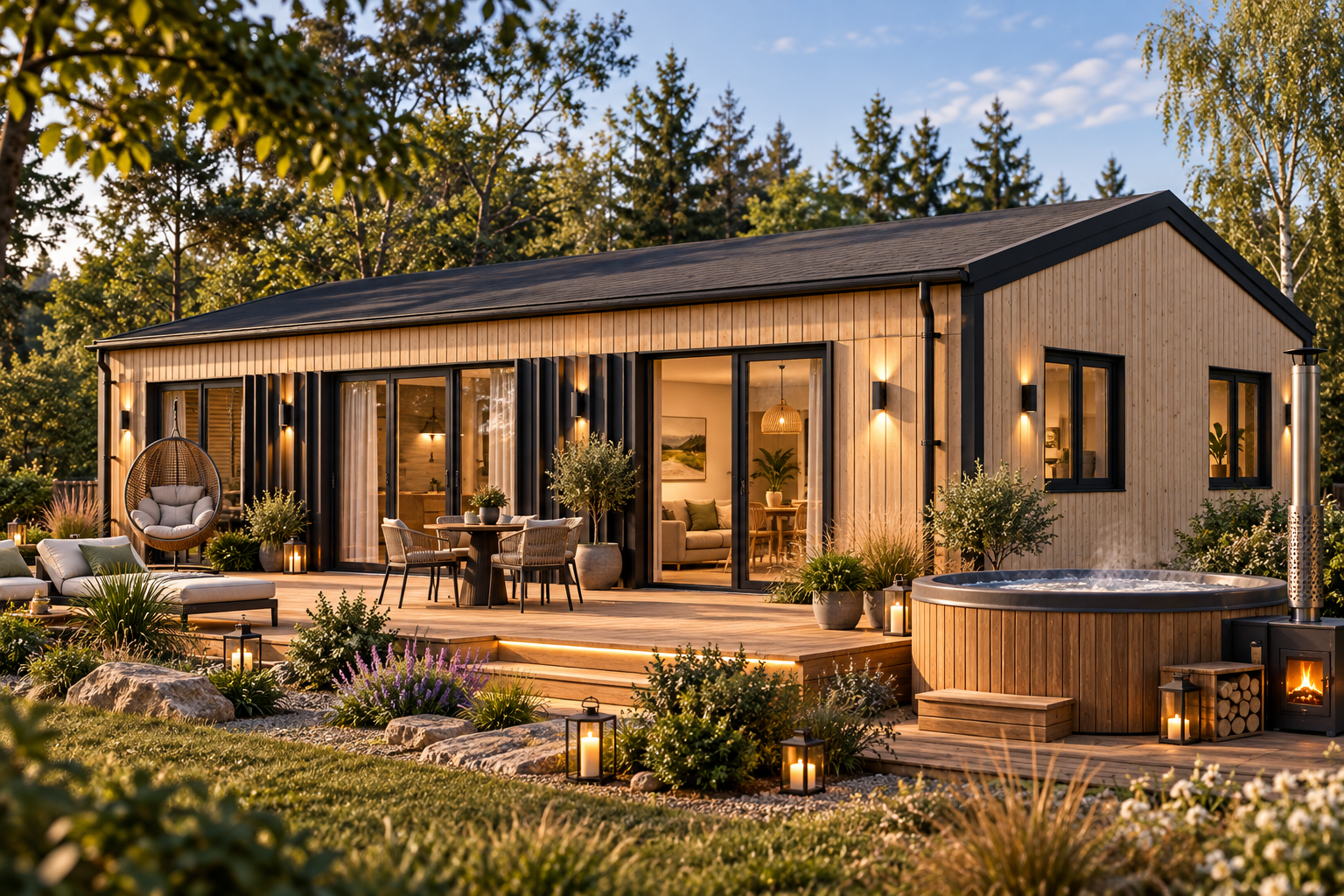 Beispiel-Chalet mit Holz-Hotpot
